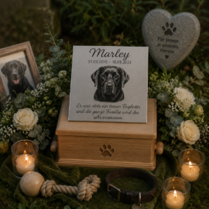 Individuell gestaltete Gedenktafel für einen Hund